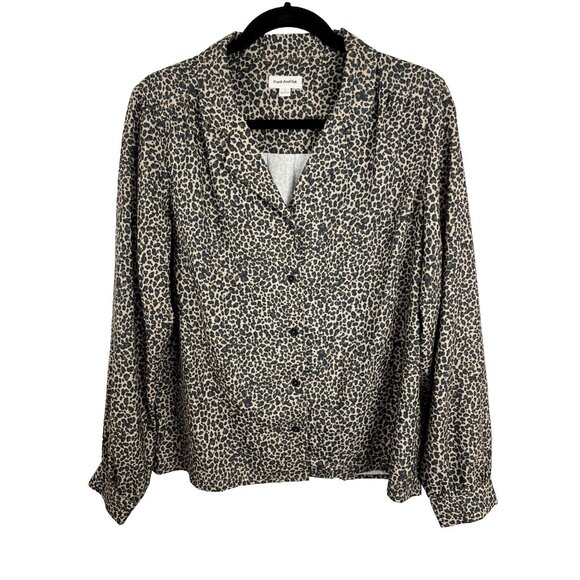 Frank & Oak Leopard Print Blouse Women's Size L - Picture 1 of 10